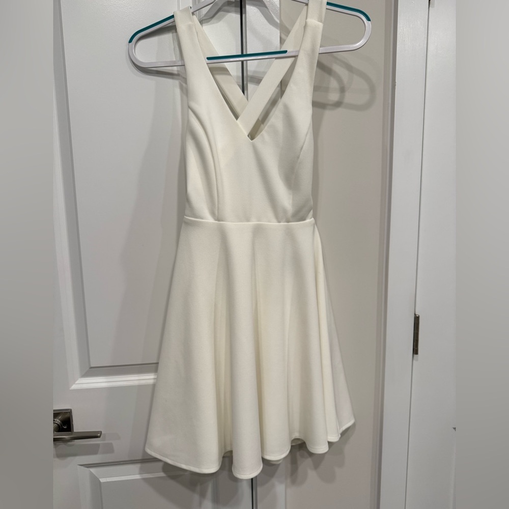 Lulu's Chic Cream Crossed Back Mini Dress